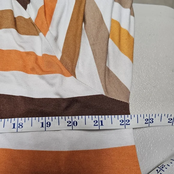LuLaRoe Debra XL 16/18 Striped Fall Tunic Top Boho Pumpkin Spice Colors - Picture 5 of 7